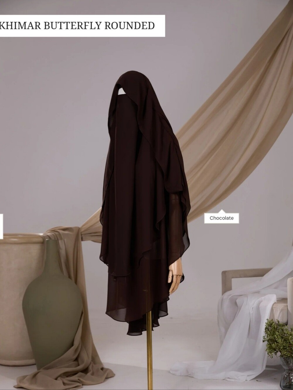 Ayada Chocolate Brown Layered Khimar